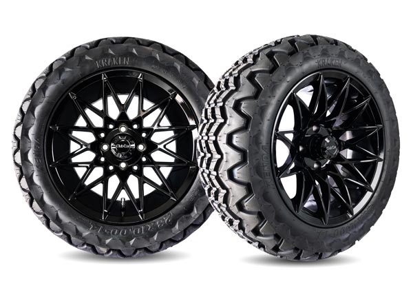 14” Solid Gloss Black Athena Wheel with 23x10-14 Kraken Tire